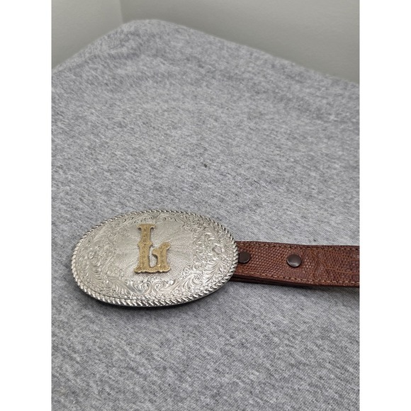 Vintage Crumrine El Arturo Initial L Buckle Lizard Leather Belt Women\'s Sz 32 main image 8